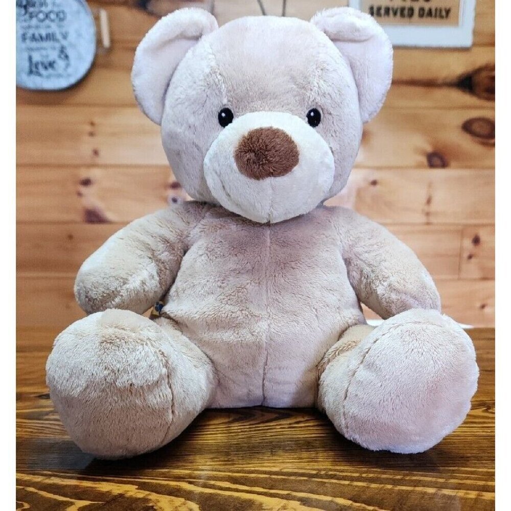 Build A Bear Workshop BAB Velvet Hugs Tan Embroidered Eyes Teddy Bear Toy Lovey